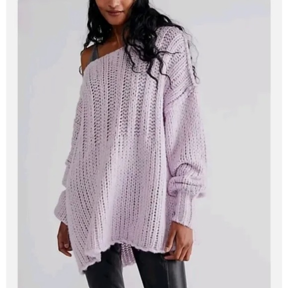 Free People Sweaters - NWOT Free People Chunky Soft Oversized Knit Sweater - Lilac